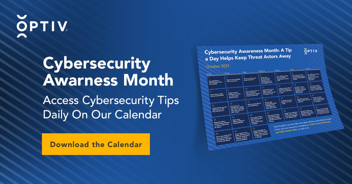 Cybersecurity Awareness Month 2023 – Daily Tips Calendar | Optiv